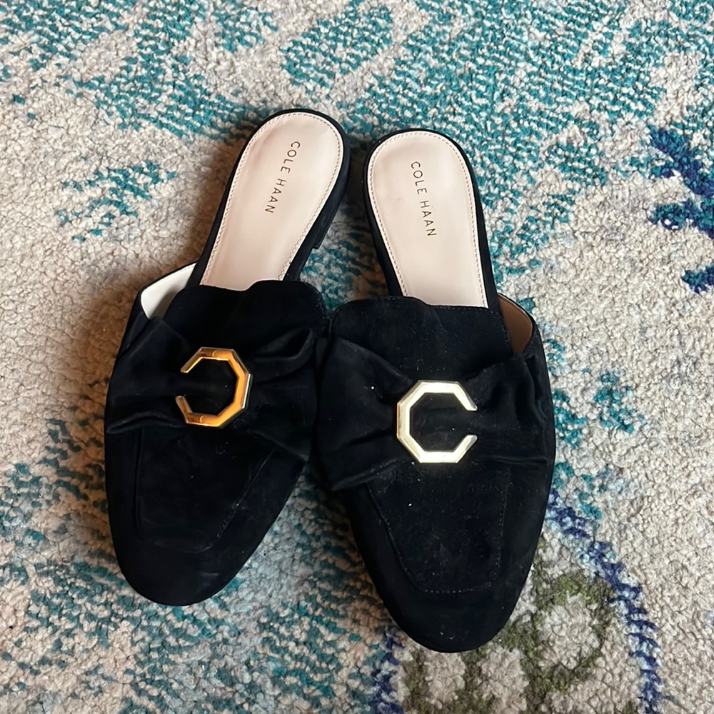 Black flats suede like material, Cole Haan size 8 1/2
